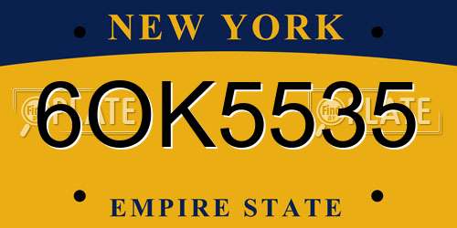 6OK5535 New York License Plate