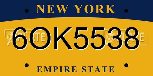 6OK5538 New York License Plate