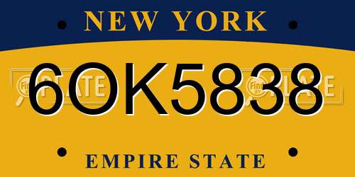 6OK5838 New York License Plate