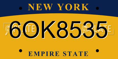 6OK8535 New York License Plate