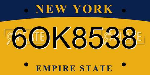 6OK8538 New York License Plate