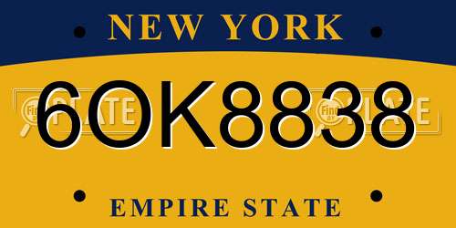 6OK8838 New York License Plate