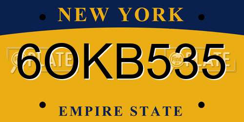 6OKB535 New York License Plate