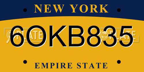 6OKB835 New York License Plate