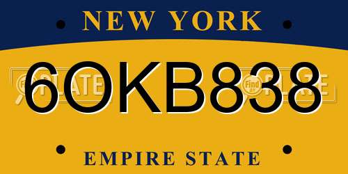 6OKB838 New York License Plate