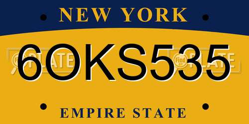 6OKS535 New York License Plate