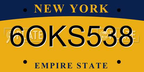 6OKS538 New York License Plate