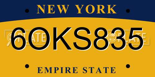 6OKS835 New York License Plate