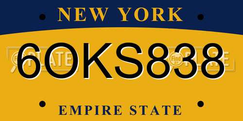6OKS838 New York License Plate