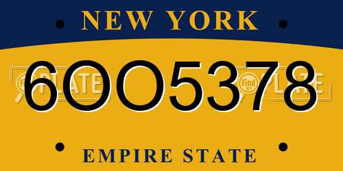 6OO5378 New York License Plate