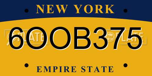 6OOB375 New York License Plate