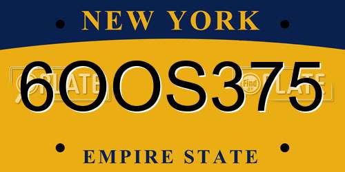 6OOS375 New York License Plate