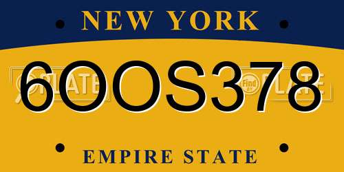 6OOS378 New York License Plate