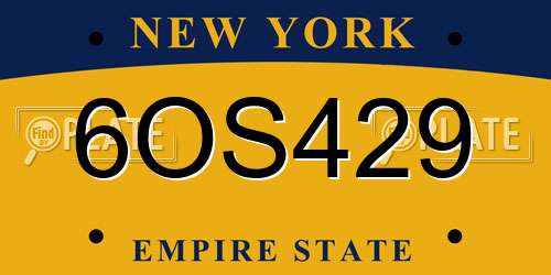 6OS429 New York License Plate