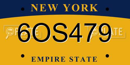 6OS479 New York License Plate