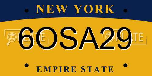 6OSA29 New York License Plate