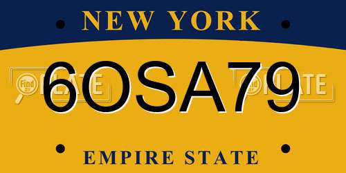 6OSA79 New York License Plate