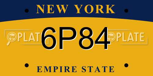 6P84 New York License Plate