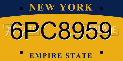 6PC8959 New York License Plate