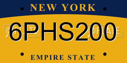 6PHS200 New York License Plate
