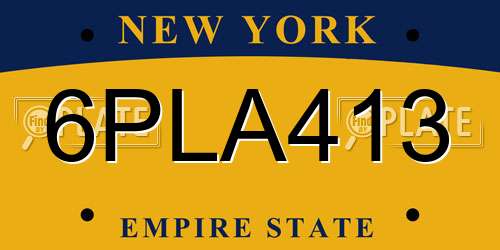 6PLA413 New York License Plate