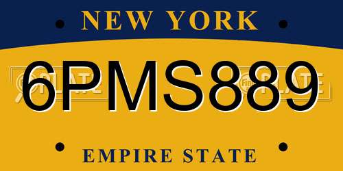 6PMS889 New York License Plate
