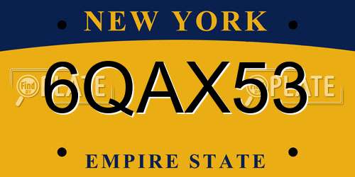6QAX53 New York License Plate