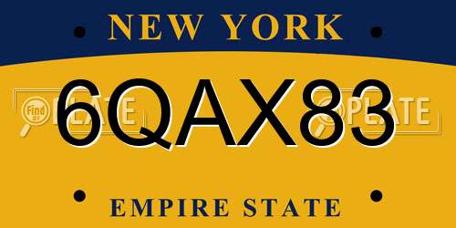6QAX83 New York License Plate
