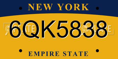 6QK5838 New York License Plate