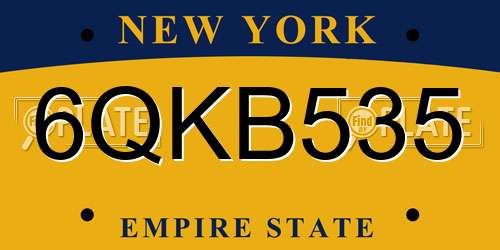 6QKB535 New York License Plate