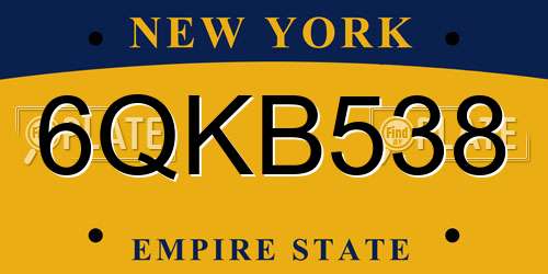 6QKB538 New York License Plate