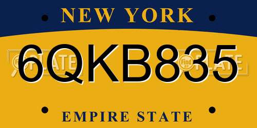 6QKB835 New York License Plate