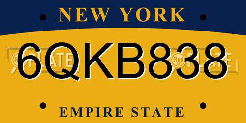 6QKB838 New York License Plate