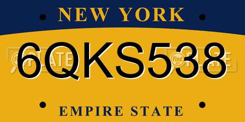 6QKS538 New York License Plate