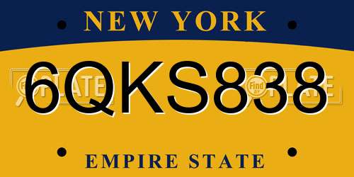 6QKS838 New York License Plate
