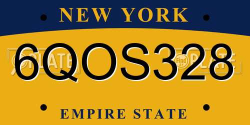 6QOS328 New York License Plate