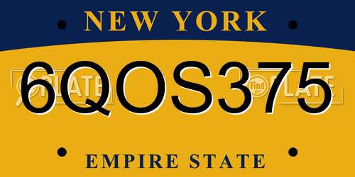 6QOS375 New York License Plate