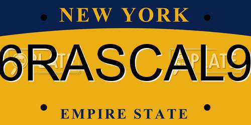 6RASCAL9 New York License Plate