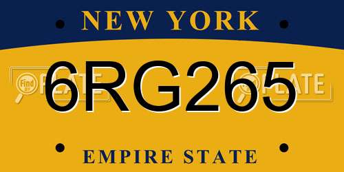 6RG265 New York License Plate