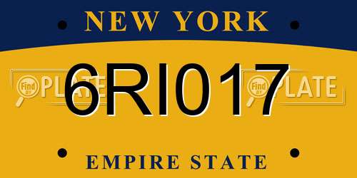 6RI017 New York License Plate