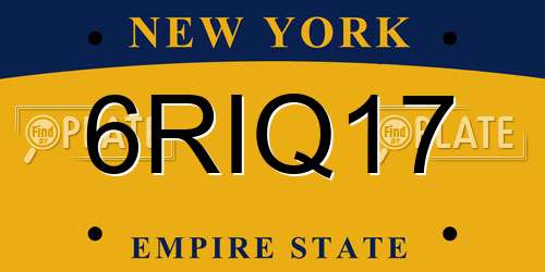 6RIQ17 New York License Plate