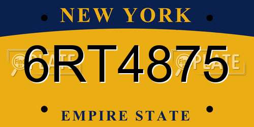 6RT4875 New York License Plate