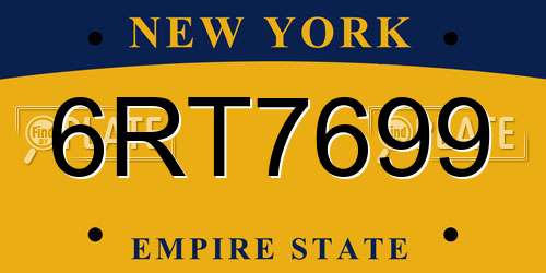 6RT7699 New York License Plate