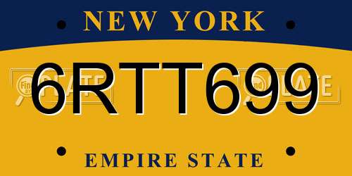 6RTT699 New York License Plate