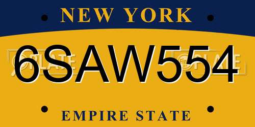 6SAW554 New York License Plate