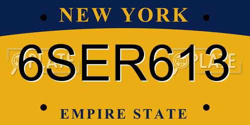 6SER613 New York License Plate