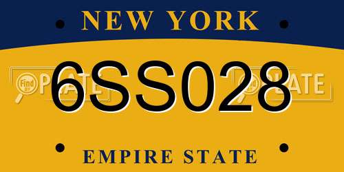6SS028 New York License Plate