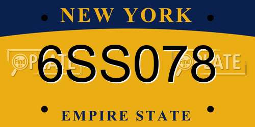 6SS078 New York License Plate