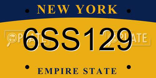 6SS129 New York License Plate