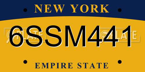 6SSM441 New York License Plate
